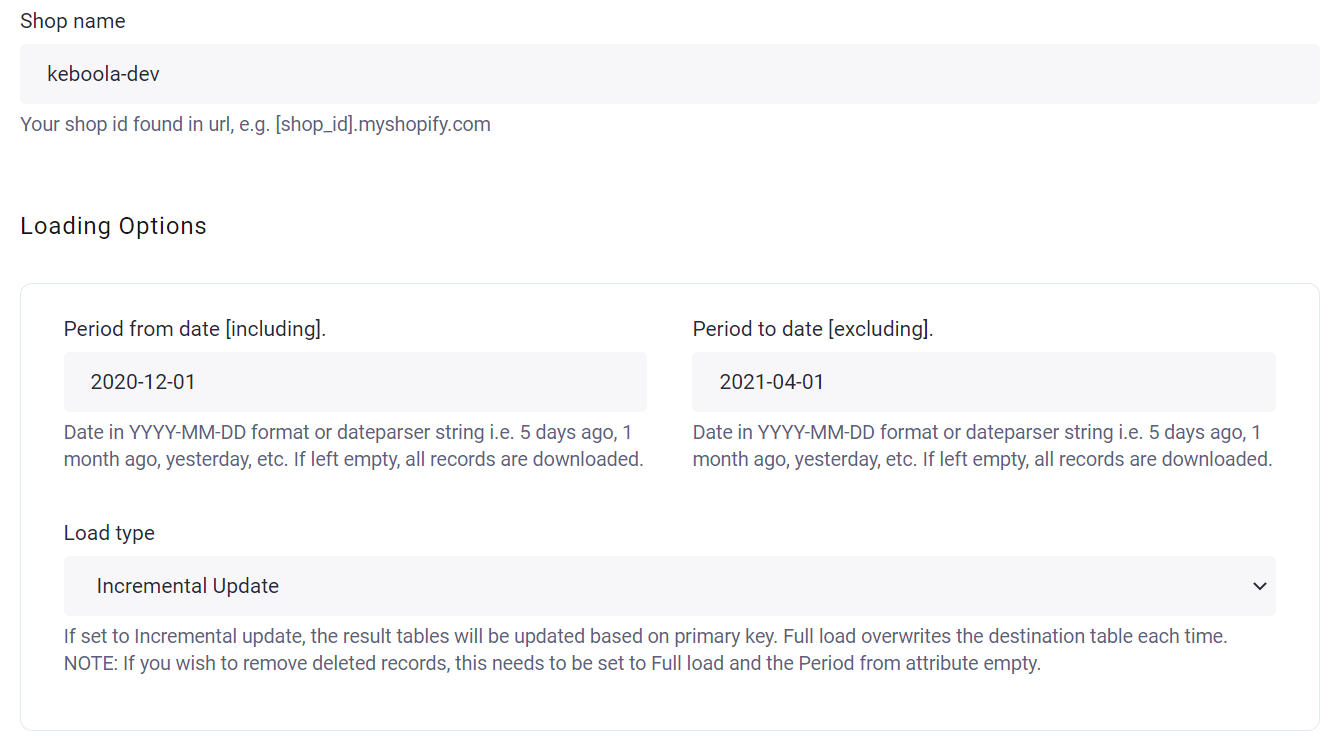 loading options block